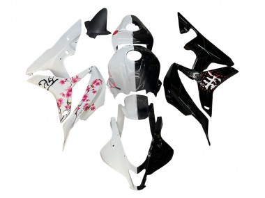 Wholesale 2007-2008 Honda CBR600RR Motorcycle Fairings - White Cherry Blossom Glossy Black Split Canada