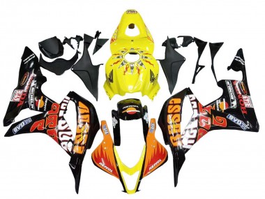 Wholesale 2007-2008 Honda CBR600RR Motorcycle Fairings - Yellow Orange Glossy Black Rossi Repsol Canada