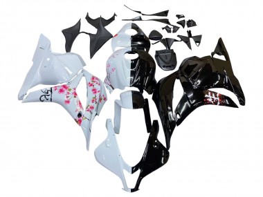Wholesale 2009-2012 Honda CBR600RR Motorcycle Fairings - White Cherry Blossom Glossy Black Canada