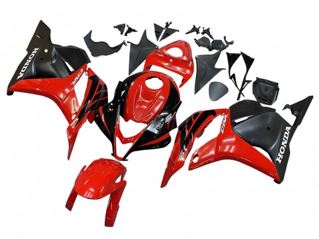 2009-2012 Honda CBR600RR Motorcycle Fairings - Red Glossy Black Matte Black Stripe Canada