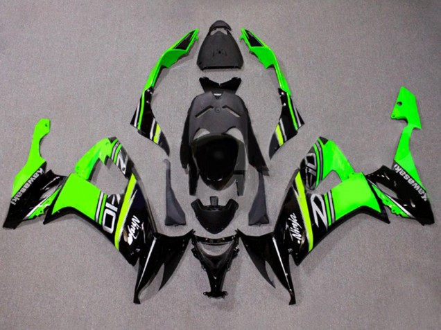 2008-2010 Kawasaki ZX10R Motorcycle Fairings - Green White Glossy Black Canada