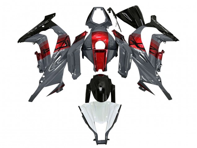 2011-2015 Kawasaki ZX10R Motorcycle Fairings - Grey RED Glossy Black Canada