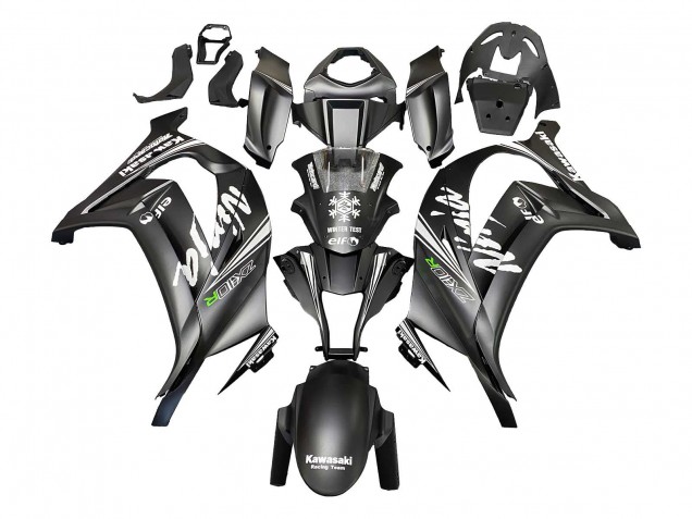 2011-2015 Kawasaki ZX10R Motorcycle Fairings - Matte Black Green Elf Canada