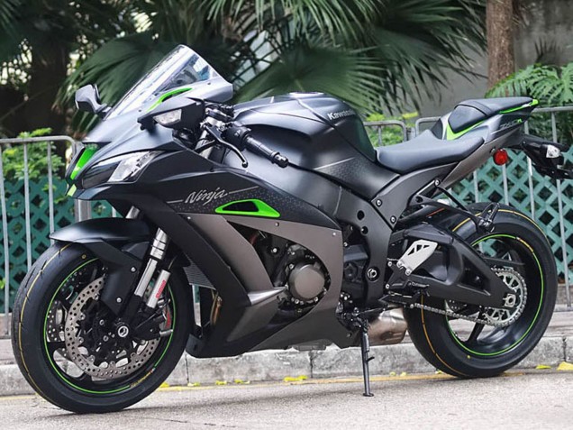 2011-2015 Kawasaki ZX10R Motorcycle Fairings - Matte Black Green White Honeycomb Canada