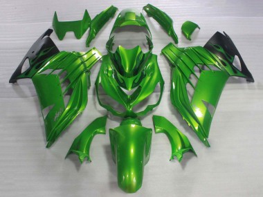 Wholesale 2006-2011 Kawasaki ZX14R ZZR1400 Bike Fairings - Green Glossy Black Canada