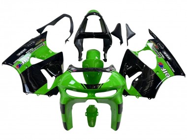 Wholesale 1998-1999 Kawasaki ZX6R Motorcycle Fairings - Green Glossy Black Elf Bridgestone Canada