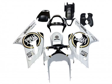 Wholesale 2003-2004 Kawasaki ZX6R Motorcycle Fairings - White Black Motul Lucky Strike Canada