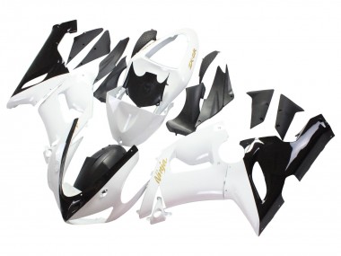 Wholesale 2005-2006 Kawasaki ZX6R Motorcycle Fairings - White Black Gold Ninja Canada