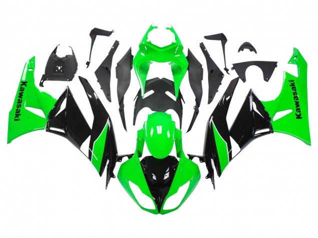 2009-2012 Kawasaki ZX6R Motorcycle Fairings - Green Glossy Black Canada