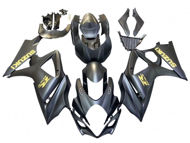 2007-2008 Suzuki GSXR 1000 Motorcycle Fairings - Matte Black Gold Decal Canada