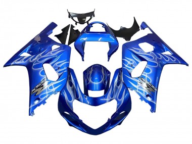 Wholesale 2001-2003 Suzuki GSXR 600 / GSXR 750 Motorcycle Fairings - Blue with White Flame Canada