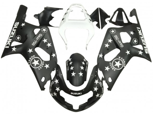 2001-2003 Suzuki GSXR 600 / GSXR 750 Motorcycle Fairings - Glossy Black White Star Canada