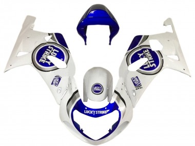 Wholesale 2001-2003 Suzuki GSXR 600 / GSXR 750 Motorcycle Fairings - White Blue Lucky Strike Canada