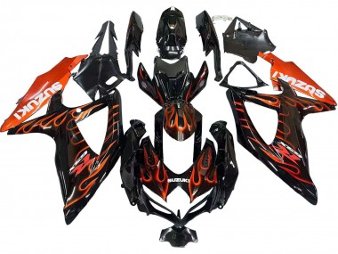 Wholesale 2008-2010 Suzuki GSXR 600 / GSXR 750 Motorcycle Fairings - Glossy Black Orange Flame Canada
