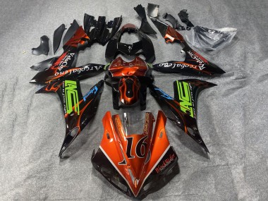 Wholesale 2002-2003 Yamaha YZF 1000 R1 Motorcycle Fairings - Orange Black Neon Green with Flame 16 Canada