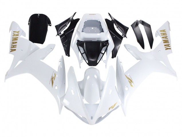 2002-2003 Yamaha YZF 1000 R1 Motorcycle Fairings - White Gold Decals Canada