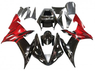 Wholesale 2002-2003 Yamaha YZF 1000 R1 Motorcycle Fairings - Glossy Black Red Flame Canada
