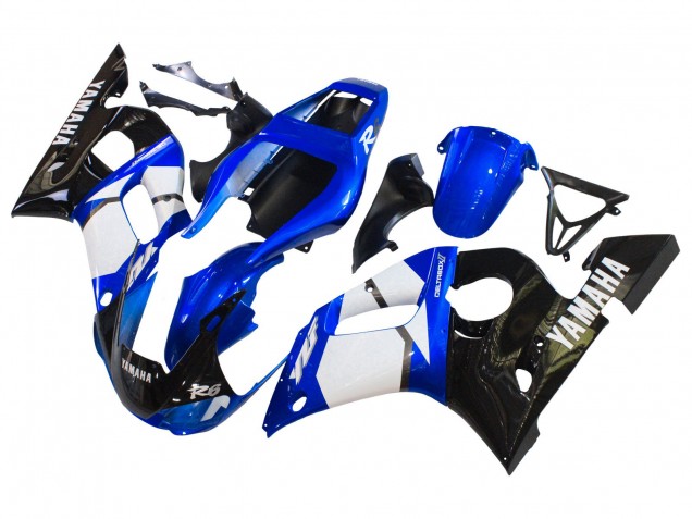 1998-2002 Yamaha YZF 600 R6 Motorcycle Fairings - White Blue Glossy Black Canada