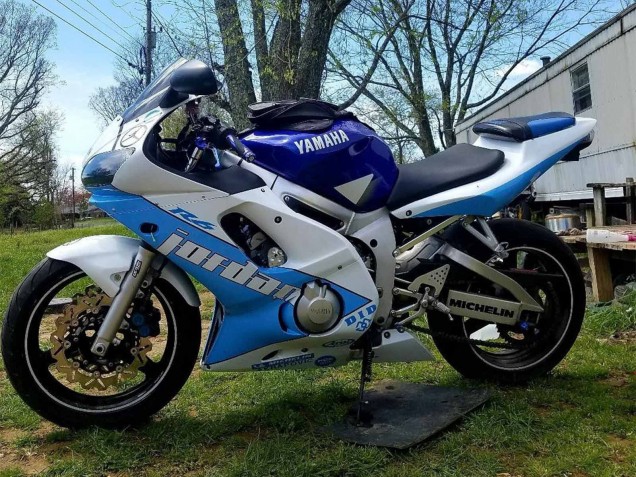 1998-2002 Yamaha YZF 600 R6 Motorcycle Fairings - White Blue Jordan Canada