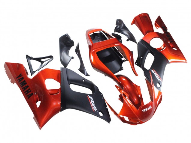 1998-2002 Yamaha YZF 600 R6 Motorcycle Fairings - Orange Matte Black Canada