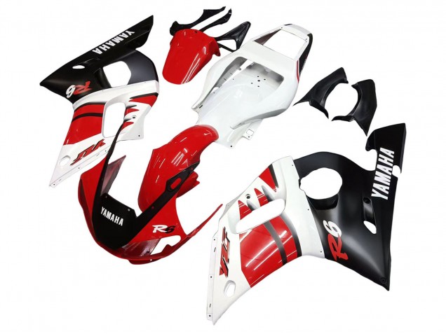 1998-2002 Yamaha YZF 600 R6 Motorcycle Fairings - White Red Glossy Black Canada