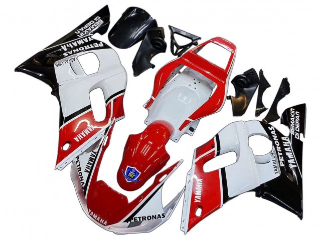 1998-2002 Yamaha YZF 600 R6 Motorcycle Fairings - White Red Black Petronas Yamalube 50th Canada