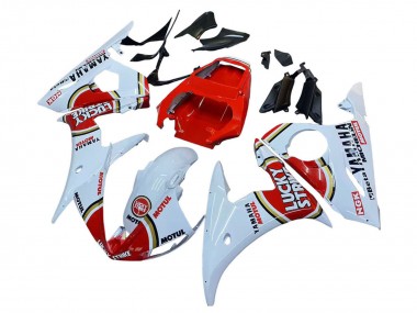 Wholesale 2006-2009 Yamaha YZF R6S Motorcycle Fairings - White Red Lucky Strike Motul Canada