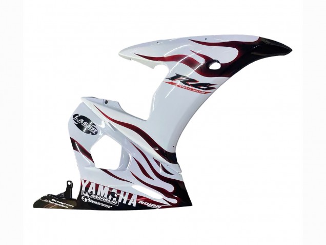 2006-2009 Yamaha YZF R6S Motorcycle Fairings - White with Dark Black Flame Canada