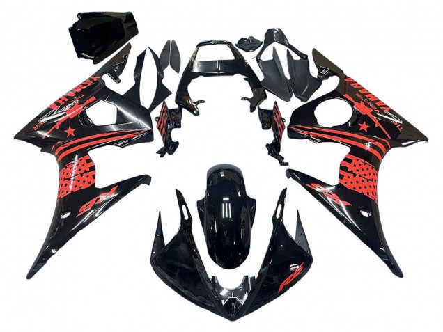 2006-2009 Yamaha YZF R6S Motorcycle Fairing - Glossy Black Red Canada