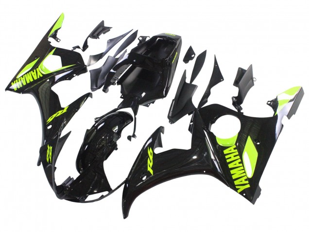 2006-2009 Yamaha YZF R6S Motorcycle Fairings - Glossy Black Neon Yellow Canada