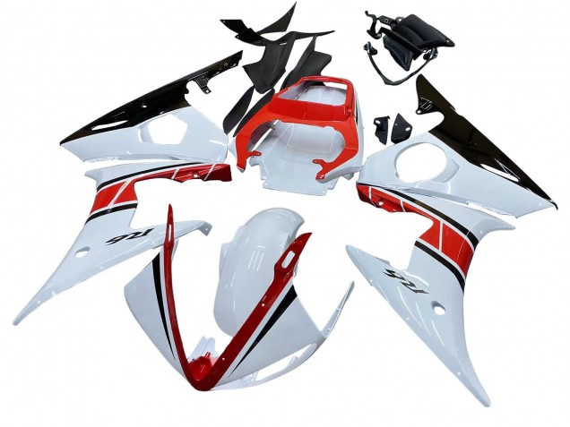 2003-2004 Yamaha YZF R6 Motorcycle Fairings - White Red Glossy Black Canada