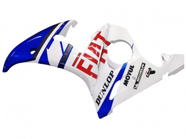 2005 Yamaha YZF 600 R6 Motorcycle Fairings - White Blue Dunlop Fiat Motul Canada