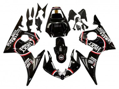 Wholesale 2005 Yamaha YZF 600 R6 Motorcycle Fairings - Glossy Black White Lucky Strike Motul Canada