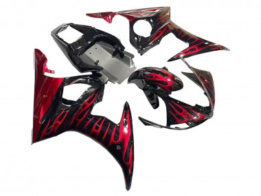 Wholesale 2005 Yamaha YZF 600 R6 Motorcycle Fairings - Black with Red Flame Canada