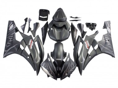 Wholesale 2006-2007 Yamaha YZF 600 R6 Motorcycle Fairings - Matte Black Silver Flame Canada