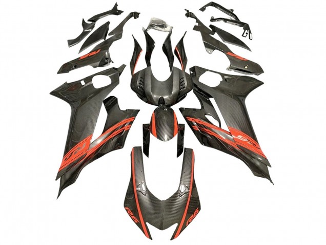 2017-2023 Yamaha YZF 600 R6 Motorcycle Fairings - Red Black Carbon Fiber Style Canada