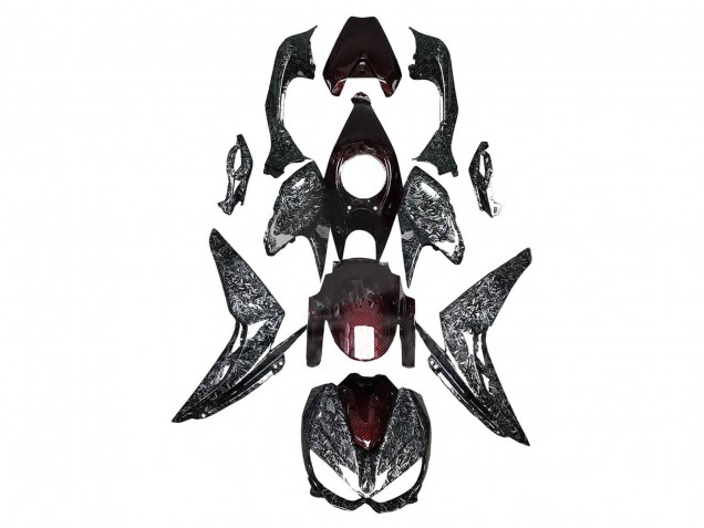 2014-2019 Kawasaki Z1000 Motorcycle Fairings - Black Red Forged Carbon Fiber Canada