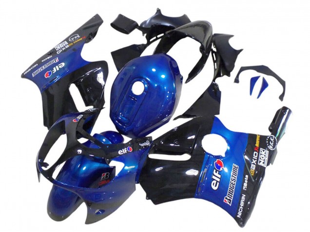 2000-2001 Kawasaki ZX12R Motorcycle Fairings - Blue Glossy Black Elf Bridgestone Canada