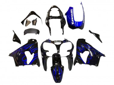 Wholesale 2000-2001 Kawasaki ZX9R Motorcycle Fairings - Glossy Black Blue Flame White Canada