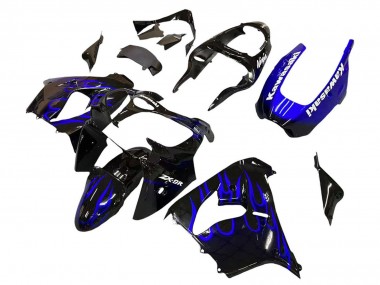 Wholesale 2000-2001 Kawasaki ZX9R Motorcycle Fairings - Glossy Black Blue Flame White Canada