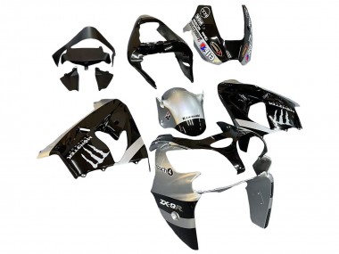 Wholesale 2002-2003 Kawasaki ZX9R Motorcycle Fairings - Silver Glossy Black Monster Elf Canada