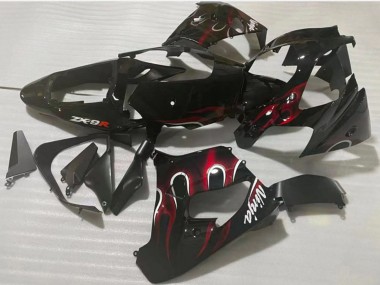 Wholesale 2002-2003 Kawasaki ZX9R Motorcycle Fairing - Glossy Black Red Flame Canada