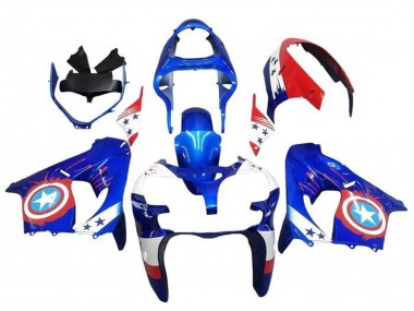 Wholesale 2002-2003 Kawasaki ZX9R Motorcycle Fairings - Blue White Red Captain America Star Canada