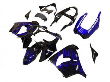 Wholesale 2002-2003 Kawasaki ZX9R Motorcycle Fairings - Black White with Blue Flame Canada