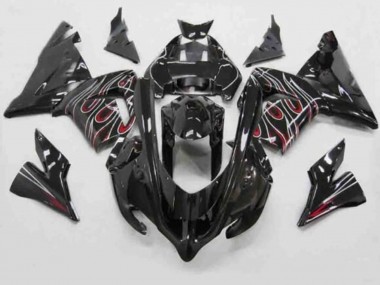 Wholesale 2004-2005 Kawasaki ZX10R Motorcycle Fairings - Black Red White Flame Canada