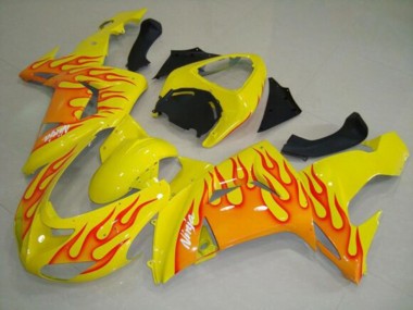 Wholesale 2006-2007 Kawasaki ZX10R Motorcycle Fairings - Yellow Orange Flame Canada