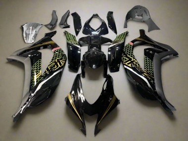 Wholesale 2016-2020 Kawasaki ZX10R Motorcycle Fairings - Glossy Black Gold Honeycomb Canada