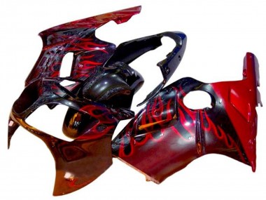Wholesale 2002-2006 Kawasaki ZX12R Motorcycle Fairings - Glossy Black Red Flame Canada