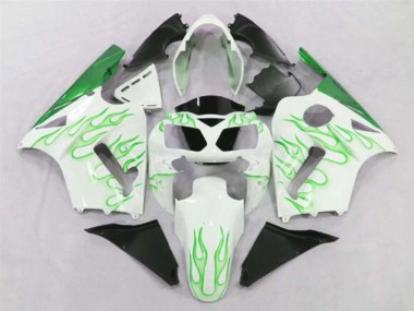 Wholesale 2002-2006 Kawasaki ZX12R Motorcycle Fairings - White Green Flame Canada