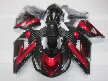 Wholesale 2006-2011 Kawasaki ZX14R ZZR1400 Motorcycle Fairings - Candy Red Glossy Black Canada